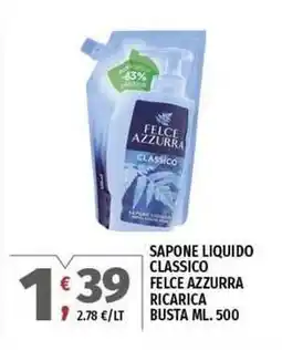Vivo Supermercati Sapone liquido classico felce azzurra ricarica busta offerta