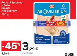 Carrefour Petto di Tacchino o Pollo Bipack Aequilibrium offerta