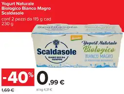 Carrefour Yogurt Naturale Biologico Bianco Magro Scaldasole offerta