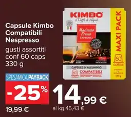 Carrefour Capsule Kimbo Compatibili Nespresso offerta