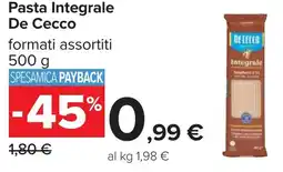 Carrefour Pasta Integrale De Cecco offerta
