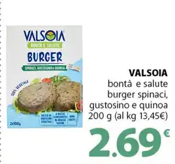 Famila Superstore VALSOIA bontà e salute burger spinaci, gustosino e quinoa offerta