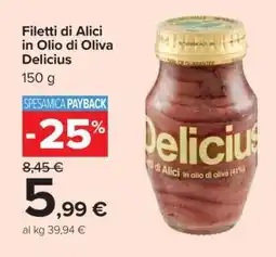 Carrefour Filetti di Alici in Olio di Oliva Delicius offerta