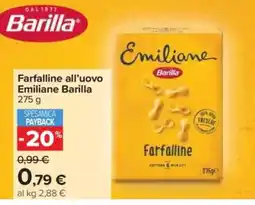 Carrefour Farfalline all’uovo Emiliane Barilla offerta