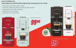 Trony POLTI COFFEA S15 MACCHINA DA CAFFÈ COMPATIBILE CON CIALDE E.S.E. DA 44 MM offerta