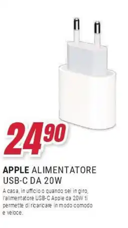 Trony APPLE ALIMENTATORE USB-C DA 20W offerta