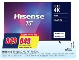 Trony HISENSE TV QLED 4K 75" 75E79Q offerta
