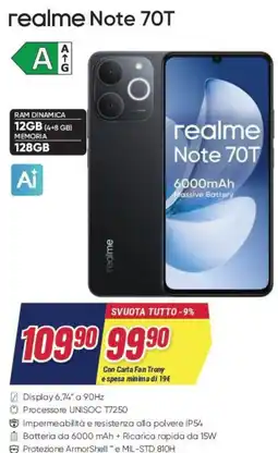 Trony realme Note 70T offerta