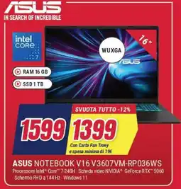 Trony ASUS NOTEBOOK V16 V3607VM-RP036WS offerta