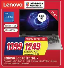 Trony LENOVO LOQ 83JE0ODLIX offerta