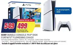 Trony Sony bundle console ps5 disk fortnite flowering chaos offerta