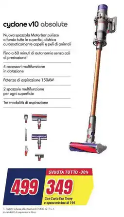 Trony dyson cyclone v10 absolute offerta