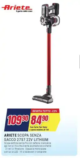 Trony ARIETE SCOPA SENZA SACCO 2757 22V LITHIUM offerta