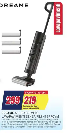 Trony DREAME ASPIRAPOLVERE LAVAPAVIMENTI SENZA FILI H12PROVM offerta
