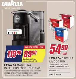Trony Lavazza macchina caffè espresso jolie evo offerta