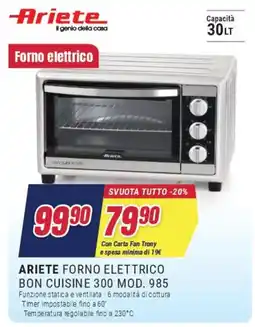 Trony ARIETE FORNO ELETTRICO BON CUISINE 300 MOD. 985 offerta