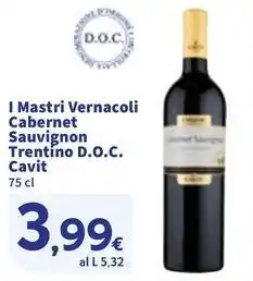 Sigma I Mastri Vernacoli Cabernet Sauvignon Trentino D.O.c. Cavit offerta