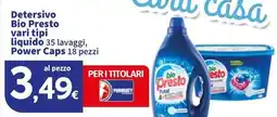 Sigma Detersivo Bio Presto liquido , Power Caps 18 pezzi offerta