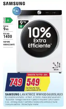 Trony SAMSUNG LAVATRICE WW90DG6U85LKU3 offerta