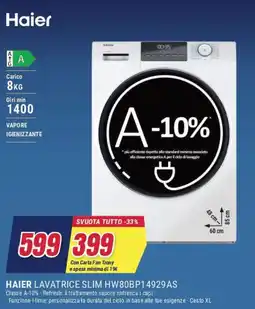 Trony HAIER LAVATRICE SLIM HW80BP14929 AS offerta