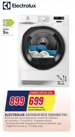 Trony ELECTROLUX ASCIUGATRICE EW6HBG19G offerta