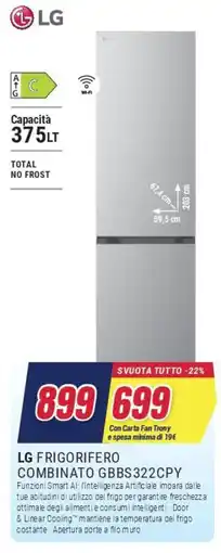 Trony LG FRIGORIFERO COMBINATO GBBS322CPY offerta