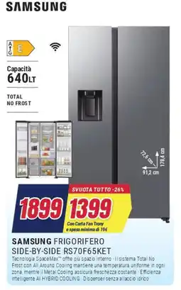 Trony SAMSUNG FRIGORIFERO SIDE-BY-SIDE RS70F65KET offerta