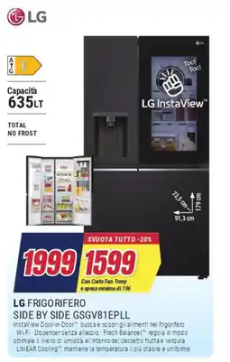 Trony LG FRIGORIFERO SIDE BY SIDE GSGV81EPLL offerta