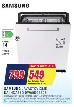 Trony SAMSUNG LAVASTOVIGLIE DA INCASSO DW60DG770B offerta
