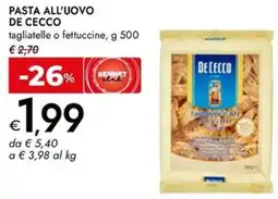 Bennet Pasta all'uovo de cecco tagliatelle o fettuccine offerta