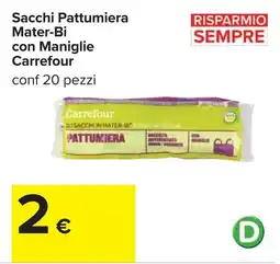Carrefour Sacchi Pattumiera Mater-Bi con Maniglie Carrefour offerta