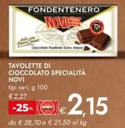 Bennet Tavolette di cioccolato specialità NOVI offerta
