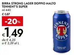 Bennet Birra strong lager doppio malto TENNENT'S SUPER offerta
