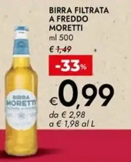 Bennet Birra filtrata a freddo MORETTI offerta