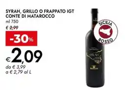 Bennet Syrah, grillo o frappato igt conte di matarocco offerta