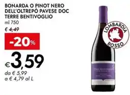 Bennet Bonarda o pinot nero dell'oltrepò pavese doc terre bentivoglio offerta