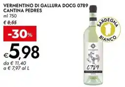 Bennet Vermentino di gallura docg 0789 cantina pedres offerta