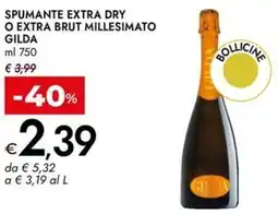 Bennet Spumante extra dry o extra brut millesimato GILDA offerta