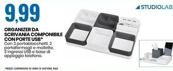 Eurospin Studiolab organizer da scrivania componibile con porte usb offerta