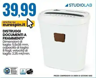 Studiolab distruggi documenti a frammenti