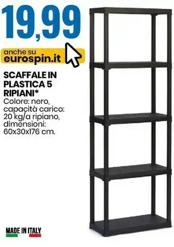 Eurospin Scaffale in plastica 5 ripiani offerta