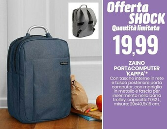Eurospin Kappa zaino portacomputer offerta
