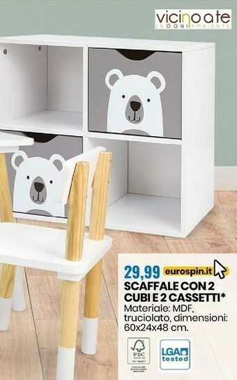 Eurospin Vicino a te scaffale con 2 cubi e 2 cassetti offerta