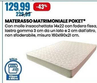 Eurospin Materasso matrimoniale poket offerta