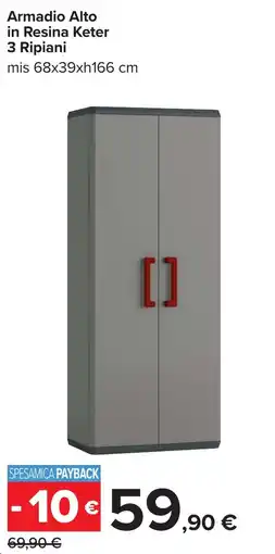 Carrefour Armadio Alto in Resina Keter 3 Ripiani offerta