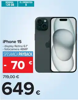 Carrefour iPhone 15 offerta