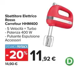 Carrefour Sbattitore Elettrico Rosso Carrefour HHM400 offerta