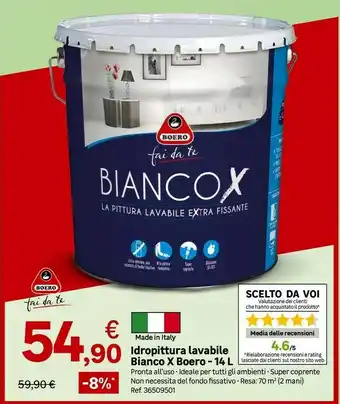 Leroy Merlin Idropittura lavabile bianco x boero - 14 l offerta