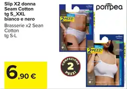 Carrefour Slip X2 donna Seam Cotton tg S_XXL bianco e nero offerta