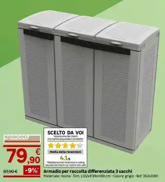 Leroy Merlin Armadio per raccolta differenziata 3 sacchi offerta